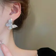 Sparkling Chunky CZ Inlaid Butterfly Stud Earrings - ArtGalleryZen