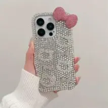 Sparkling Rhinestone Hello Kitty iPhone Case With Crystal Chain - ArtGalleryZen