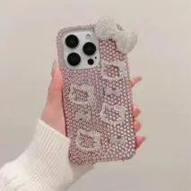 Sparkling Rhinestone Hello Kitty iPhone Case With Crystal Chain - ArtGalleryZen