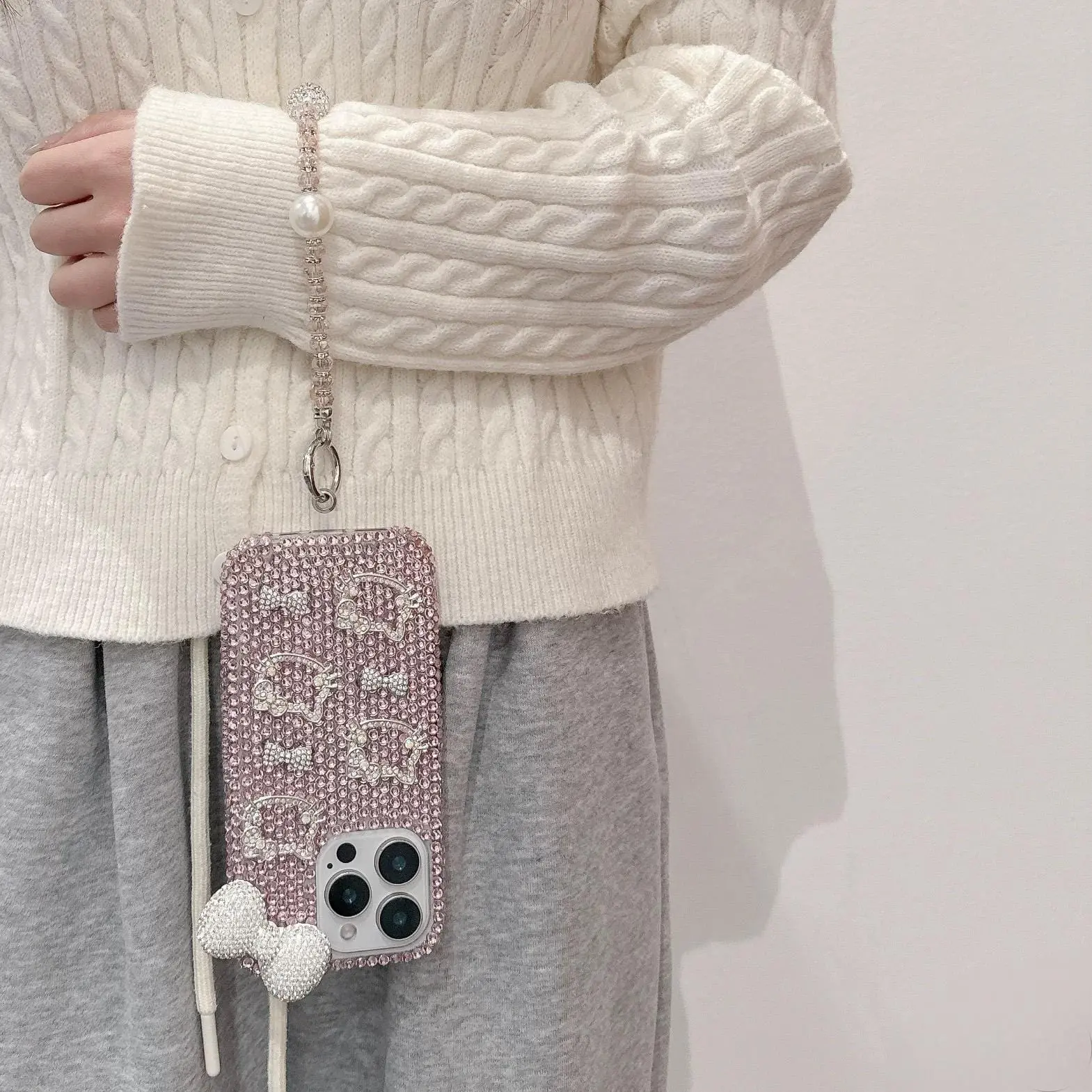 Sparkling Rhinestone Hello Kitty iPhone Case With Crystal Chain - ArtGalleryZen