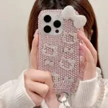 Sparkling Rhinestone Hello Kitty iPhone Case With Crystal Chain - ArtGalleryZen