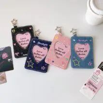 Starlight Heart Denim Kpop Keychain Photocard Holder - ArtGalleryZen