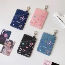 Starlight Heart Denim Kpop Keychain Photocard Holder - ArtGalleryZen