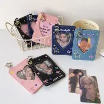 Starlight Heart Denim Kpop Keychain Photocard Holder - ArtGalleryZen