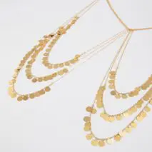 Stylish Layered Gold Tone Sequin Tassel Chain Shoulder Necklace - ArtGalleryZen