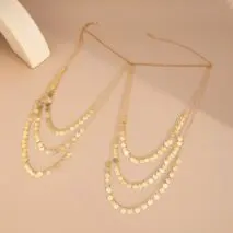 Stylish Layered Gold Tone Sequin Tassel Chain Shoulder Necklace - ArtGalleryZen