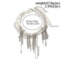 Stylish Layered Moon Star Chain Tassel Pearl Necklace - ArtGalleryZen