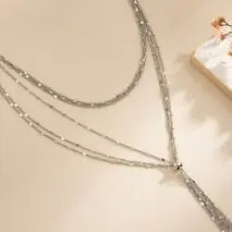 Stylish Layered Sequin Long Chain Tassel Y Necklace - ArtGalleryZen
