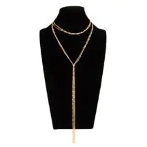 Stylish Layered Sequin Long Chain Tassel Y Necklace - ArtGalleryZen