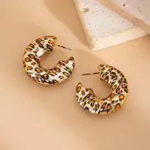 Stylish Leopard C Shaped Stud Earrings - ArtGalleryZen