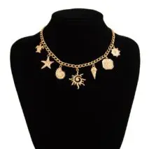 Summer Beach Style Sun Starfish Ice Cream Pendant Necklace - ArtGalleryZen