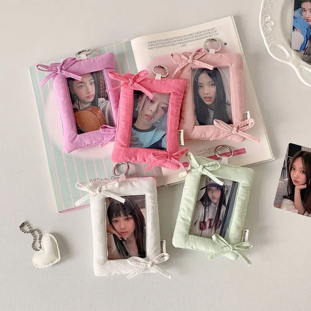 Sweet Bowknot Fabric Photocard Holder Keychain Kpop Card Display - ArtGalleryZen