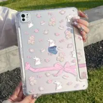 Sweet Bunny Bear Ribbon Bow iPad Case - ArtGalleryZen