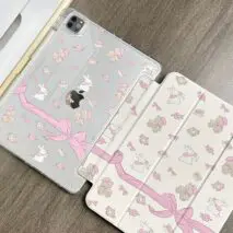 Sweet Bunny Bear Ribbon Bow iPad Case - ArtGalleryZen