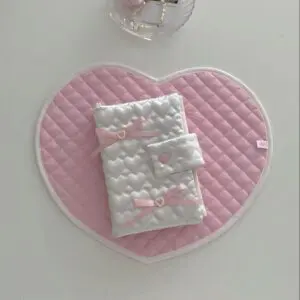 Sweet Handmade Heart Polka Dots Fabric Coaster - ArtGalleryZen