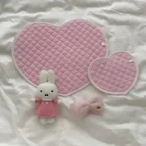 Sweet Handmade Heart Polka Dots Fabric Coaster - ArtGalleryZen