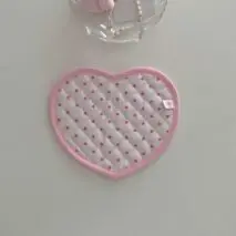 Sweet Handmade Heart Polka Dots Fabric Coaster - ArtGalleryZen