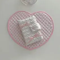 Sweet Handmade Heart Polka Dots Fabric Coaster - ArtGalleryZen