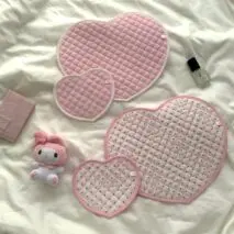 Sweet Handmade Heart Polka Dots Fabric Coaster - ArtGalleryZen