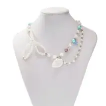 Sweet Layered Shell Bowknot Charm Agate Pearl Chain Necklace - ArtGalleryZen
