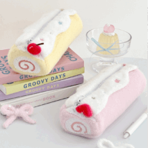 Sweet Strawberry Roll Cake Plush Pencil Case - ArtGalleryZen