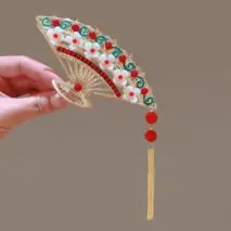 Temperament Flower Pearl Inlaid Tassel Fan Shaped Hair Claw - ArtGalleryZen