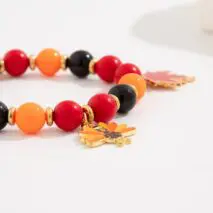 Thanksgiving Maple Leaf Pumpkin Turkey Pendant Acrylic Bead Bracelet - ArtGalleryZen