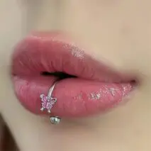 Titanium Steel Colorful Enamel Butterfly Piercing Lip Ring - ArtGalleryZen