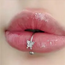 Titanium Steel Colorful Enamel Butterfly Piercing Lip Ring - ArtGalleryZen
