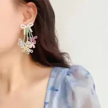 Transformable Tulip To Butterfly Beaded Earrings - ArtGalleryZen
