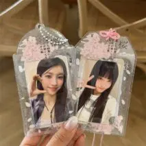 Transparent Sakura Cherry Blossom Photocard Holder Keychain Kpop - ArtGalleryZen