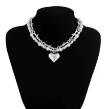Trendy 2pcs Gold Silver Plated Heart Pendant Pearl Necklace Set - ArtGalleryZen