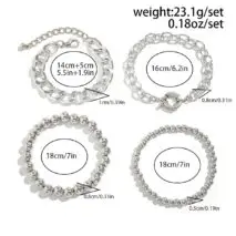 Trendy Curb Link Ball Chain Stackable Bracelet Set - ArtGalleryZen