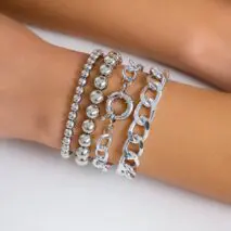 Trendy Curb Link Ball Chain Stackable Bracelet Set - ArtGalleryZen