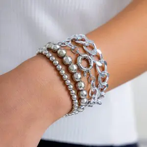 Trendy Curb Link Ball Chain Stackable Bracelet Set - ArtGalleryZen