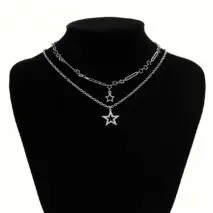 Trendy Layered Hollow Star Pendant Cable Chain Necklace Set - ArtGalleryZen