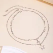 Trendy Layered Hollow Star Pendant Cable Chain Necklace Set - ArtGalleryZen