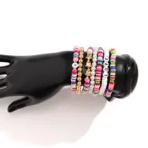 Trendy Layered Polymer Clay Star Love Pearl Chain Stackable Bracelet Set - ArtGalleryZen