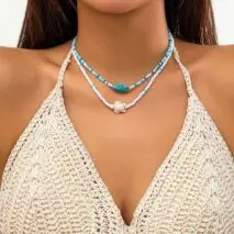 Trendy Layered Starfish Turtle Seed Bead Necklace Set - ArtGalleryZen