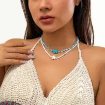 Trendy Layered Starfish Turtle Seed Bead Necklace Set - ArtGalleryZen