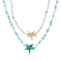 Trendy Layered Starfish Turtle Seed Bead Necklace Set - ArtGalleryZen