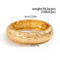 Trendy Metallic Textured Bangle Bracelet - ArtGalleryZen