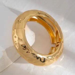 Trendy Metallic Textured Bangle Bracelet - ArtGalleryZen