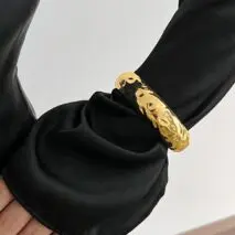 Trendy Metallic Textured Bangle Bracelet - ArtGalleryZen