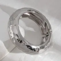 Trendy Metallic Textured Bangle Bracelet - ArtGalleryZen