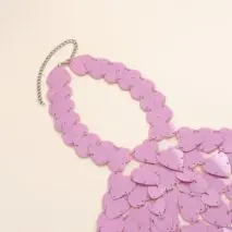 Trendy Pink Lingerie Halter Top Backless Glitter Heart Sequins Bra - ArtGalleryZen