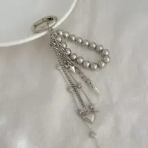 Trendy Silver Tone Heart Star Pendant Ball Chain Keychain - ArtGalleryZen