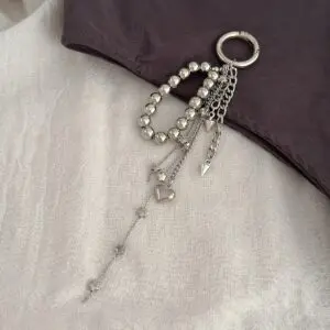 Trendy Silver Tone Heart Star Pendant Ball Chain Keychain - ArtGalleryZen