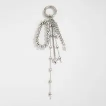 Trendy Silver Tone Heart Star Pendant Ball Chain Keychain - ArtGalleryZen