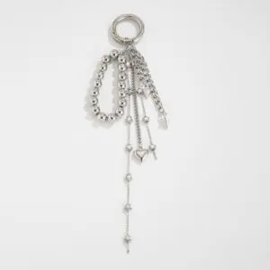 Trendy Silver Tone Heart Star Pendant Ball Chain Keychain - ArtGalleryZen
